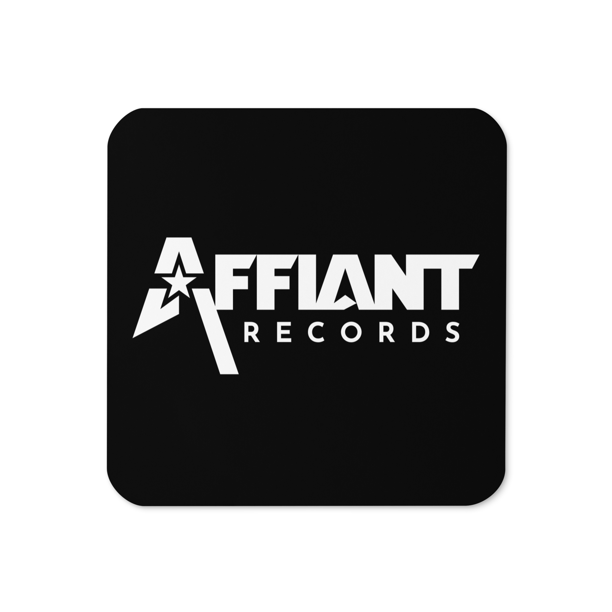 AFFIANT RECORDS - FULL WHITE LOGO CORK BACK COASTER