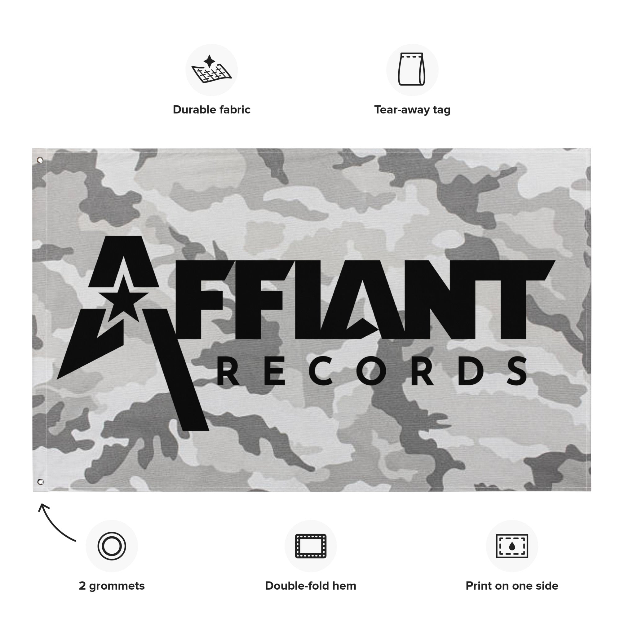 AFFIANT RECORDS -  ARCTIC CAMO FULL BLACK LOGO WALL FLAG